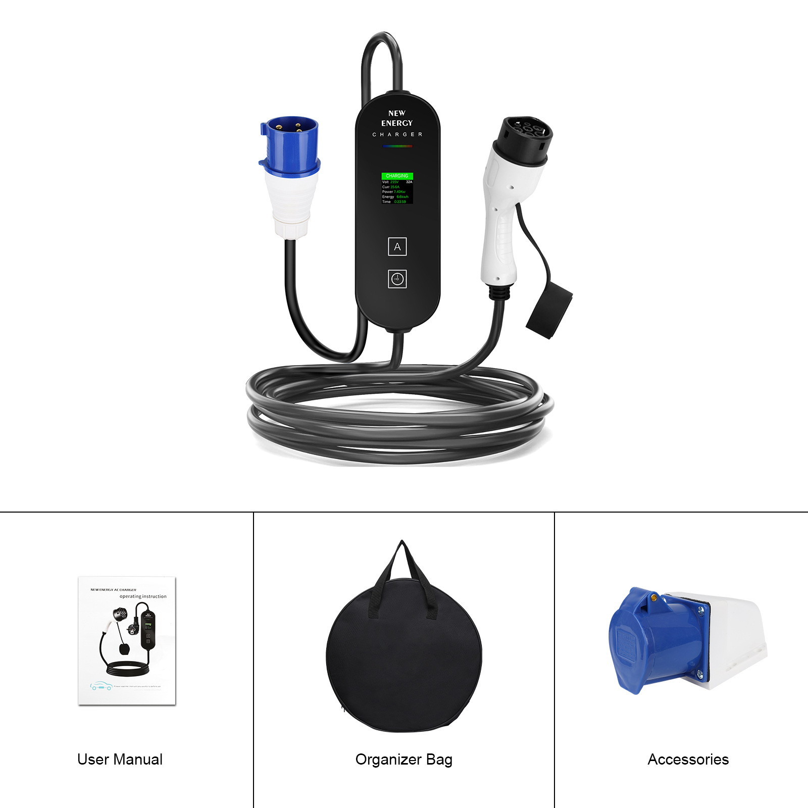 Портативная зарядная станция д – обзор и цена Portable Ev Charger 32A Type 2 Cee Plug